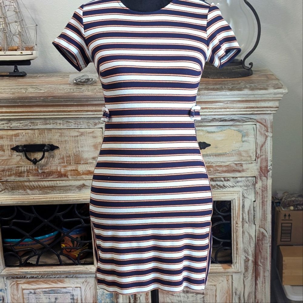 Banana Republic Striped Short Sleeve Sheath Dress, Size 00 Petite